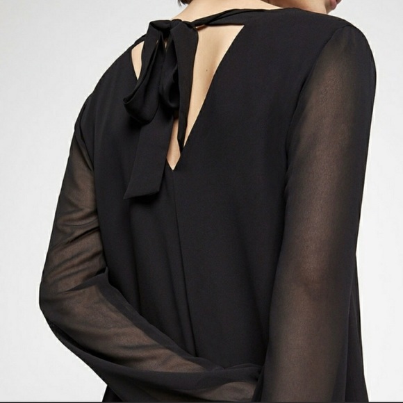 BCBGeneration Black Long Sleeve Back Bow Shift Dress - Picture 2 of 8